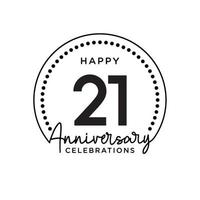 21 years anniversary. Anniversary template design concept, monochrome, design for event, invitation card, greeting card, banner, poster, flyer, book cover and print. Vector Eps10