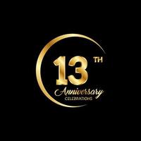 13 years anniversary. Anniversary template design concept with golden number , design for event, invitation card, greeting card, banner, poster, flyer, book cover and print. Vector Eps10