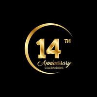 14 years anniversary. Anniversary template design concept with golden number , design for event, invitation card, greeting card, banner, poster, flyer, book cover and print. Vector Eps10