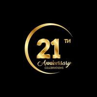 21 years anniversary. Anniversary template design concept with golden number , design for event, invitation card, greeting card, banner, poster, flyer, book cover and print. Vector Eps10