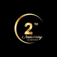 2 years anniversary. Anniversary template design concept with golden number , design for event, invitation card, greeting card, banner, poster, flyer, book cover and print. Vector Eps10