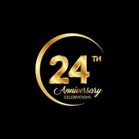 24 years anniversary. Anniversary template design concept with golden number , design for event, invitation card, greeting card, banner, poster, flyer, book cover and print. Vector Eps10