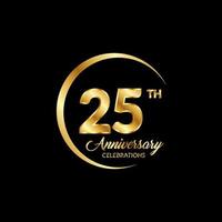 25 years anniversary. Anniversary template design concept with golden number , design for event, invitation card, greeting card, banner, poster, flyer, book cover and print. Vector Eps10