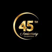 45 years anniversary. Anniversary template design concept with golden number , design for event, invitation card, greeting card, banner, poster, flyer, book cover and print. Vector Eps10