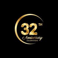 32 years anniversary. Anniversary template design concept with golden number , design for event, invitation card, greeting card, banner, poster, flyer, book cover and print. Vector Eps10