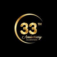 33 years anniversary. Anniversary template design concept with golden number , design for event, invitation card, greeting card, banner, poster, flyer, book cover and print. Vector Eps10