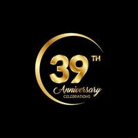 39 years anniversary. Anniversary template design concept with golden number , design for event, invitation card, greeting card, banner, poster, flyer, book cover and print. Vector Eps10