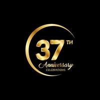 37 years anniversary. Anniversary template design concept with golden number , design for event, invitation card, greeting card, banner, poster, flyer, book cover and print. Vector Eps10