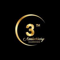 3 years anniversary. Anniversary template design concept with golden number , design for event, invitation card, greeting card, banner, poster, flyer, book cover and print. Vector Eps10