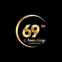 69 years anniversary. Anniversary template design concept with golden number , design for event, invitation card, greeting card, banner, poster, flyer, book cover and print. Vector Eps10