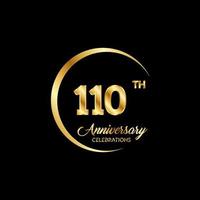 110 years anniversary. Anniversary template design concept with golden number , design for event, invitation card, greeting card, banner, poster, flyer, book cover and print. Vector Eps10