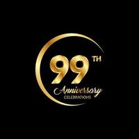 99 years anniversary. Anniversary template design concept with golden number , design for event, invitation card, greeting card, banner, poster, flyer, book cover and print. Vector Eps10