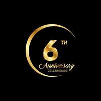 6 years anniversary. Anniversary template design concept with golden number , design for event, invitation card, greeting card, banner, poster, flyer, book cover and print. Vector Eps10