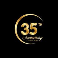 35 años aniversario. aniversario modelo diseño concepto con dorado número , diseño para evento, invitación tarjeta, saludo tarjeta, bandera, póster, volantes, libro cubrir y impresión. vector eps10