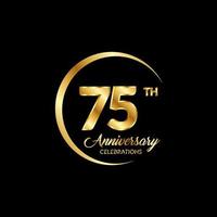 75 years anniversary. Anniversary template design concept with golden number , design for event, invitation card, greeting card, banner, poster, flyer, book cover and print. Vector Eps10