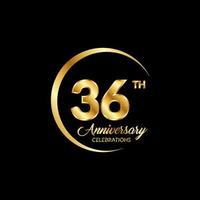 36 years anniversary. Anniversary template design concept with golden number , design for event, invitation card, greeting card, banner, poster, flyer, book cover and print. Vector Eps10