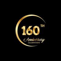 160 years anniversary. Anniversary template design concept with golden number , design for event, invitation card, greeting card, banner, poster, flyer, book cover and print. Vector Eps10