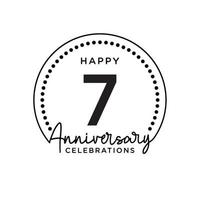 7 years anniversary. Anniversary template design concept, monochrome, design for event, invitation card, greeting card, banner, poster, flyer, book cover and print. Vector Eps10