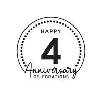 4 years anniversary. Anniversary template design concept, monochrome, design for event, invitation card, greeting card, banner, poster, flyer, book cover and print. Vector Eps10