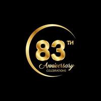 83 years anniversary. Anniversary template design concept with golden number , design for event, invitation card, greeting card, banner, poster, flyer, book cover and print. Vector Eps10