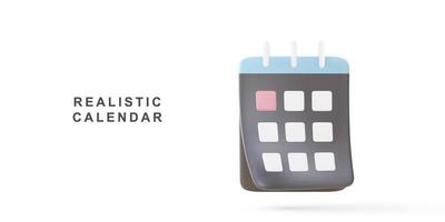 3d calendar on white background. Vector illustration.