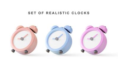 3d realistic set clock. Vector illustration.