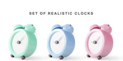 3d realistic set clock. Vector illustration.