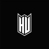 HU Logo monogram with shield shape designs template vector