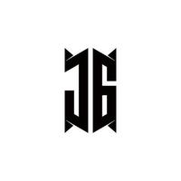 JG Logo monogram with shield shape designs template vector