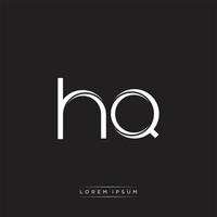 HQ Initial Letter Split Lowercase Logo Modern Monogram Template Isolated on Black White vector