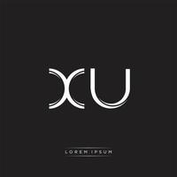 XU Initial Letter Split Lowercase Logo Modern Monogram Template Isolated on Black White vector
