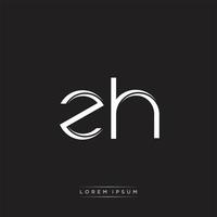 ZH Initial Letter Split Lowercase Logo Modern Monogram Template Isolated on Black White vector