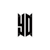 YD Logo monogram with shield shape designs template vector