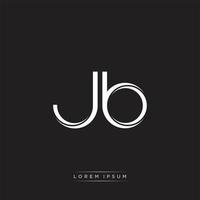 JB Initial Letter Split Lowercase Logo Modern Monogram Template Isolated on Black White vector