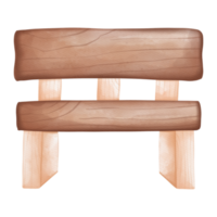 Wooden chair, Watercolor illustration png