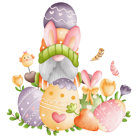acquerello carino Pasqua gnomo, coniglietto gnomo, coniglio gnomo Pasqua elementi png