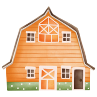 Watercolor Farm House Illustration, Barns, Easter Elements png