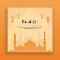 Happy Eid Mubarak Social Media Post Template Islamic Ornament Pattern Background Or Greeting Card Design vector