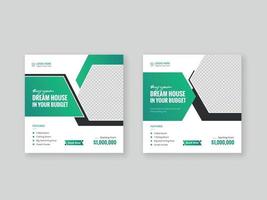 Real estate house sale property banner social media design template vector