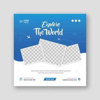 Travel The World Social Media Web Banner Design Template vector