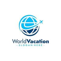 World Vacation Logo. Travel agency and aviation design. Vector illustration