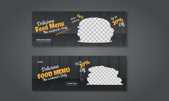 Food social media Facebook cover design template vector