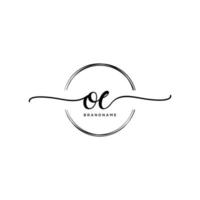 Initial OE feminine logo collections template. handwriting logo of initial signature, wedding, fashion, jewerly, boutique, floral and botanical with creative template for any company or business. vector