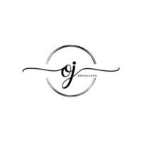 Initial OJ feminine logo collections template. handwriting logo of initial signature, wedding, fashion, jewerly, boutique, floral and botanical with creative template for any company or business. vector