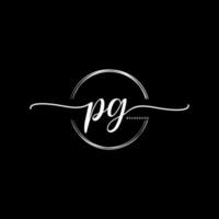 Initial PG  feminine logo collections template. handwriting logo of initial signature, wedding, fashion, jewerly, boutique, floral and botanical with creative template for any company or business. vector