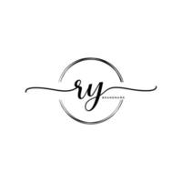 Initial RY feminine logo collections template. handwriting logo of initial signature, wedding, fashion, jewerly, boutique, floral and botanical with creative template for any company or business. vector