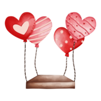 aquarellherzballon, ballon der liebe, valentinstagherzballon, valentinsgrußelement png