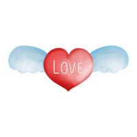 Love heart with wings, heart hand drawn illustration png