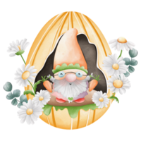 Watercolor cute easter gnome in easter egg, bunny gnome, Spring Rabbit Gnome Easter Elements png