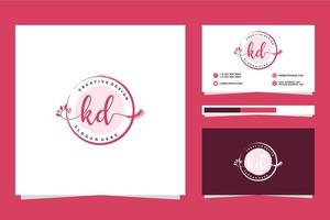 Initial KD Feminine logo collections and business card templat Premium Vector